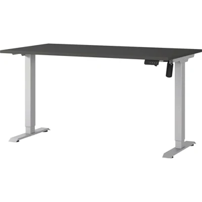 Abbildung von Germania Schreibtisch 8023 640, in Graphit/Silber, elektr. höhenverstellbar, 140 x 119 80 cm (BxHxT)