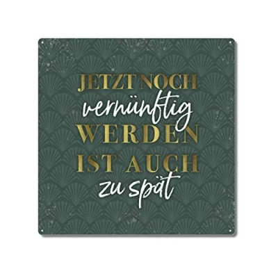 Abbildung von Interluxe Metallschild 20x20cm Jetzt noch vernünftig Werden ist auch zu spät Schild mit lustigem Spruch für Geburtstag