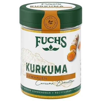 Abbildung von Fuchs Gewürze Kurkuma gemahlen für eine gelbe Note in Currys, Nudeln oder Couscous natürliche Zutaten 70 g wiederverwendbarer, recyclebarer Dose