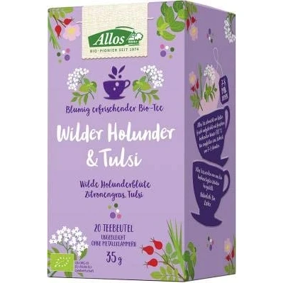 Abbildung von Allos Kräutertee &quot;Wilder Holunder &amp; Tulsi&quot; im Beutel (35 g) Bio