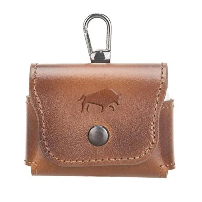 Abbildung von Solo Pelle Ledercase für AirPods Pro komplett umhüllendes, handgefertigtes Case aus echtem Leder kompatibel mit (Cognac Braun Effekt)