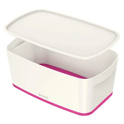 Abbildung von Leitz MyBox, Aufbewahrungsbox mit Deckel, Klein, Blickdicht, Weiß/Pink Metallic, Kunststoff, 52291023