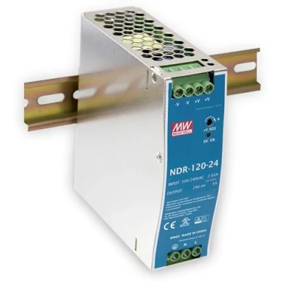 Abbildung von Mean Well ndr 120 24 W Metallic Power Supply Unit, Netzgerät, W, 90 264, Metallic, 126 mm, 40 114 mm
