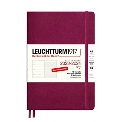 Abbildung von LEUCHTTURM1917 367861 Wochenkalender &amp; Notizbuch Softcover Medium (A5) 2024, 18 Monate, Port Red, Deutsch
