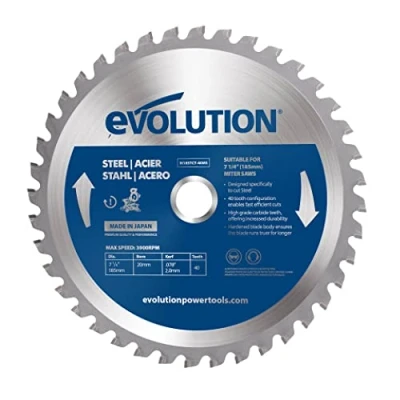 Abbildung von Evolution M185TCT 40MS 185 mm Sägeblatt zum Schneiden von Baustahl Metall mit Hartmetallbestückung erzeugt praktisch keine Hitze, Grate oder Funken
