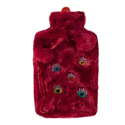 Abbildung von Biggdesign My Eyes on You Wärmflasche mit waschbarem und weichem Plüschbezug, Bettflasche für Kinder Erwachsene, 2L Rücken &amp; Bauchschmerzen, Hot Water Bottle, Bordeauxrot