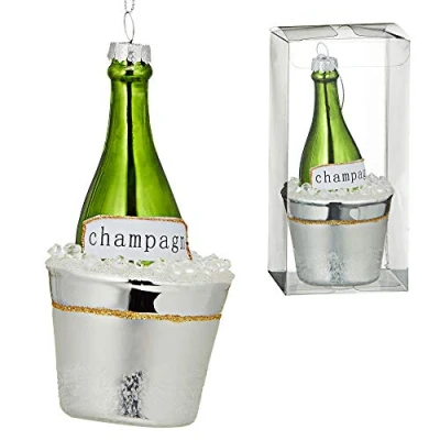 Abbildung von Cepewa Christbaumschmuck Figuren Anhänger Weihnachstbaumschmuck Sektflasche aus Glas ca. H 14cm (1 x Sektflasche)