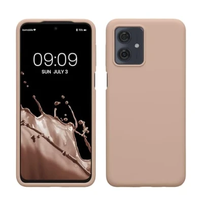 Abbildung von kwmobile Hülle kompatibel mit Motorola Moto G54 5G Silikon Handy Case Handyhülle weiche Oberfläche kabelloses Laden Altrosa