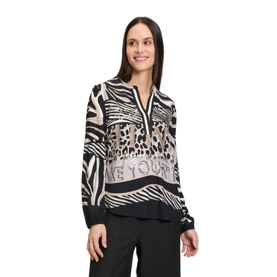 Abbildung von Betty Barclay MIT Stehkragen Bluse, Damen, Größe: 36, Schwarz beige