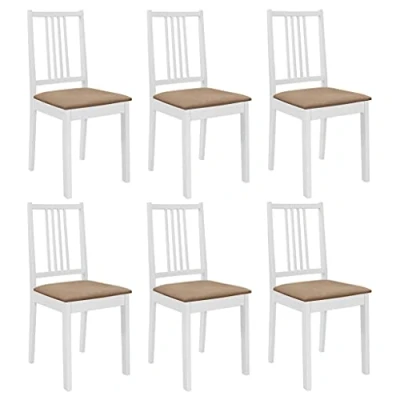 Abbildung von vidaXL Esszimmerstühle 6 STK., Esszimmerstuhl mit Polstern Rückenlehne, Essstuhl Küchenstuhl Holzrahmen, Stuhl Holzstuhl Esszimmer Küche, Modern, Weiß Massivholz