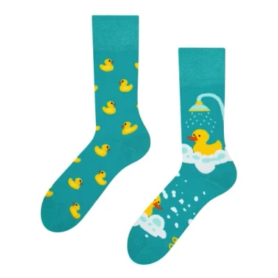 Abbildung von Dedoles Socken Unisex Damen Herren &amp; Kinder Baumwolle viele lustige Designs 1 Paar Geschenk links rechts verschieden, Farbe Türkis, Motiv Enten, Gr. 39 42