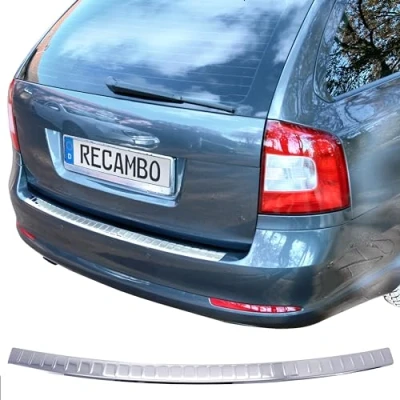 Abbildung von Recambo CT LKS 1990 LADEKANTENSCHUTZ Edelstahl für Skoda Octavia II Kombi 2005 2013, mit ABKANTUNG, Large