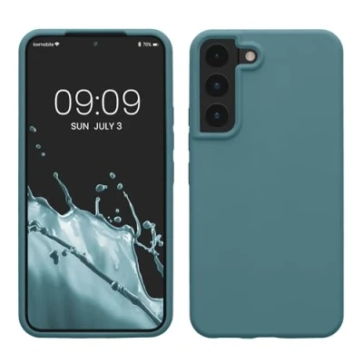 Abbildung von kwmobile Schutzhülle kompatibel mit Samsung S22 Hülle Silikon Case Handyhülle weiche Oberfläche kabelloses Laden Antique Stone