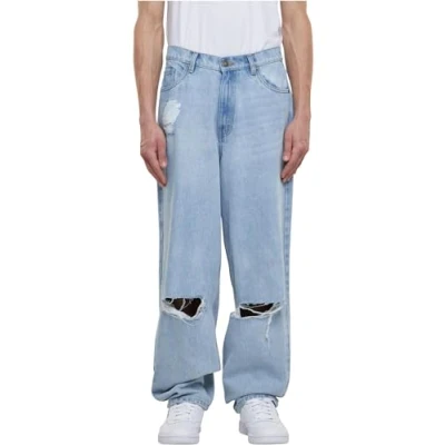 Abbildung von Urban Classics Heavy Ounce KNEE CUT Jeans Relaxed Fit, Herren, Größe: 28, New light blue washed