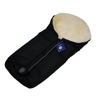 Abbildung von Reissner Lammfelle Merino Lammfell Baby Fußsack ESKIMO Mumienform mit Reißverschluss für Kinderwagen Buggy &amp; Stroller schwarz