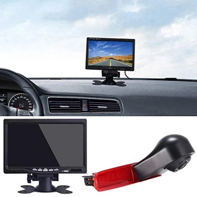 Abbildung von 1280 * 720 Pixels Third 3rd Bremsleuchte Rückfahrkamera Bremslicht Rückansicht + 7&quot; LCD Auto Monitor für VW T5 Multivan T6 Caravelle Heckklappe Hochdach Transporter Business MPV SUV