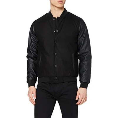 Abbildung von Urban Classics Oldschool College Jacket Leichte Jacke, Herren, Größe: 3XL, Black/black