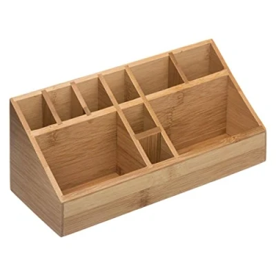 Abbildung von Bambus Schreibtischorganizer Make Up Organizer Stiftehalter 10 Fächer Stiftköcher Ordungsbox Aufbewahrungsbox Kosmetik