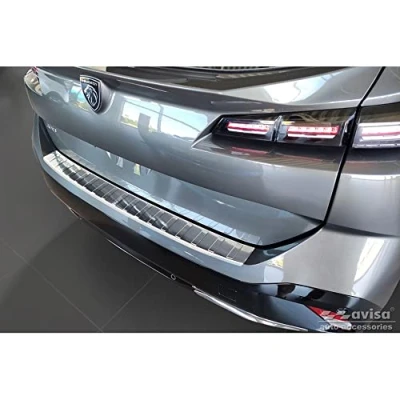 Abbildung von Avisa Edelstahl Heckstoßstangenschutz kompatibel mit Peugeot 308 III SW 2021 &#039;Ribs&#039;, Silber