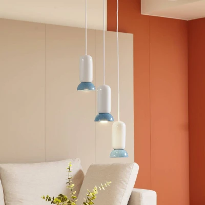 Abbildung von Lindby Hängeleuchte Kerimi, Keramik, creme/blau, 3 flammig,