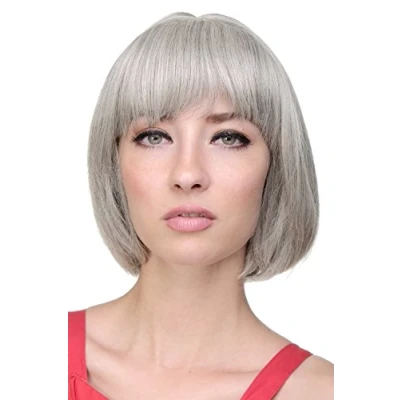 Abbildung von WIG ME UP 703 51 Sexy Bob, Perücke, gerader Pony, Grau, Grau Schwarz Mix, Silbergrau gesträhnt