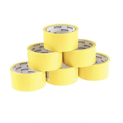 Abbildung von OFFICER PRODUCTS 15025031 06 Verpackungsklebeband Farbe: Gelb/ 6 Rollen/Breite 48mm x Länge 46m/ Farbiges PP Packband mit Acrylkleber/Verpackungsband Klebeband Paketklebeband/