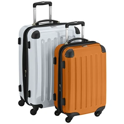 Abbildung von HAUPTSTADTKOFFER Alex 2er Koffer Set Hartschale glänzend, 65 cm + 55 cm, 74 Liter 42 Liter, Weiss Orange
