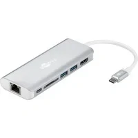 Abbildung von Goobay 76788 USB C Hub Multiport Verteiler 6 Ports 1x HDMI 4K @ 30Hz / 100W PD 2x 3.0 RJ45 SD Kartenleser Multidock Aluminium