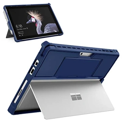 Abbildung von MoKo Hülle Kompatibel mit Microsoft Surface Pro 7 Plus 2021/Surface 2019/Pro 6/Pro 2017/Pro 5/4/LTE, All In One Schutzhülle Stifthalter Handschlaufe Typ Cover Tastatur, Blau