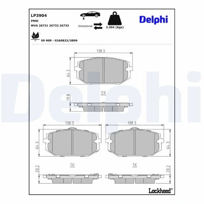 Abbildung von DELPHI LP3904 Bremsbelagsatz mit akustischer Verschleißwarnung HYUNDAI: Tucson, KIA: Sportage V