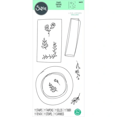 Abbildung von Sizzix Stempel Set, transparent, 11 Stück, gezeichnete Rahmen von Lisa Jones 666032 Kapitel 4 2022 Stamps, Grey, One Size