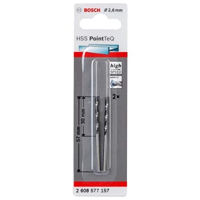 Abbildung von Bosch Professional 2 Stück HSS Spiralbohrer PointTeQ (für Metall, 2,6 x 30 57 mm, Zubehör Bohrschrauber)