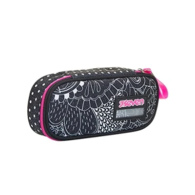 Abbildung von SEVEN, Mäppchen, Federtasche für Schreibwaren, Mädchen&amp;Jungen, Schule und Gymnasium, Teenager, schwarz, ROUND PLUSYANTRY GIRL