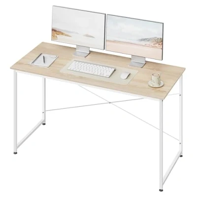 Abbildung von WOLTU Schreibtisch, Computertisch, 140x60 cm Bürotisch, PC Tisch, Arbeitstisch mit Metallgestell, für Büro Homeoffice Arbeitszimmer Schlafzimmer, aus Holzwerkstoff, Helle Eiche