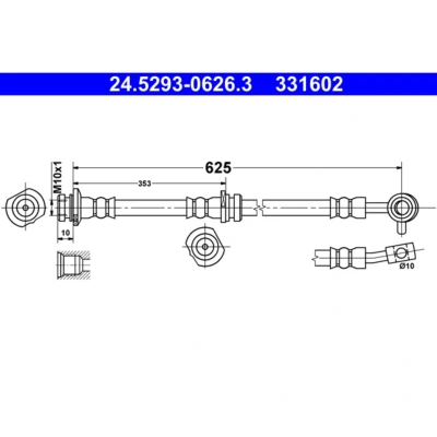 Abbildung von ATE 24.5293 0626.3 Bremsschläuche 625 M10x1 NISSAN: Qashqai 2