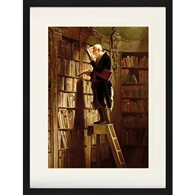 Abbildung von 1art1 Carl Spitzweg Poster Der Bücherwurm, 1850 Gerahmtes Bild Mit Edlem Passepartout Wand Bilder Im Bilderrahmen 80x60 cm