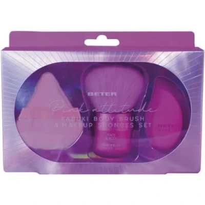 Abbildung von Beter Make up Pinselset mit Puderquaste und Schwamm, Kabuki Pinsel Für Gesicht Körper + Beauty Blender Puderquaste, Set, Puder up, Pinselset, Ideal als Geschenk