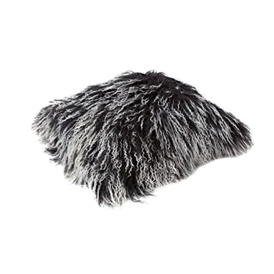 Abbildung von Reissner Lammfelle Tibet Lammfell Kissenbezug langflorig 40x40cm JYB14 Farbe schwarz (Tops)