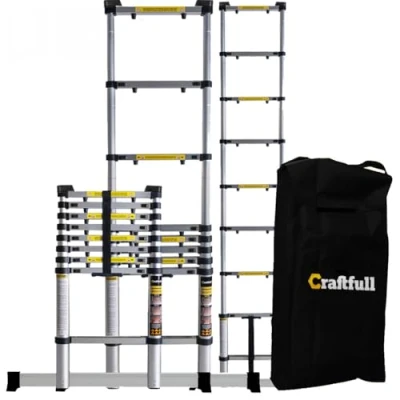 Abbildung von 𝐂𝐑𝐀𝐅𝐓𝐅𝐔𝐋𝐋 Aluminium Teleskopleiter CF 101A 𝟑 𝐉𝐀𝐇𝐑𝐄 𝐆𝐀𝐑𝐀𝐍𝐓𝐈𝐄 Trittleiter Leiter ausziehbar Stehleiter Ausziehleiter Alu Anlegeleiter mit Tragetasche (4.4 Meter)