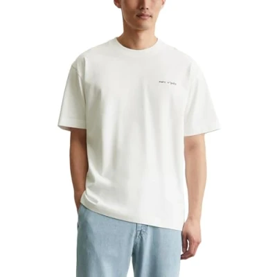 Abbildung von Marc O&#039;Polo Herren T Shirt aus Bio Baumwolle Relaxed Fit, Cremefarben (Egg White), L