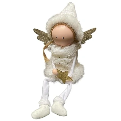 Abbildung von Dadeldo Living &amp; Lifestyle Engel Dekofigur Weihnachtsdeko Stoff Weiss Gold 35cm