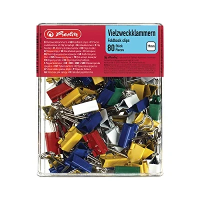 Abbildung von Herlitz 10411148 Vielzweckklammern Box, 19mm, 80 Stück, farbig