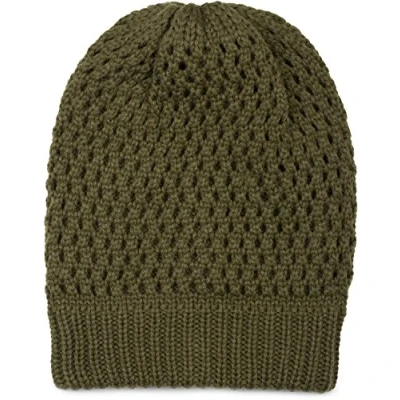 Abbildung von styleBREAKER Strick Beanie Mütze mit Loch Muster, Slouch Longbeanie Winter, Strickmütze, Unisex 04024139, Farbe:Oliv