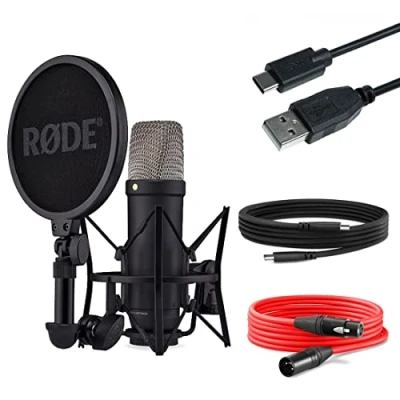 Abbildung von Rode NT1 5th Generation XLR USB Studio Mikrofon Schwarz + keepdrum Kabel Typ A zu C 50cm