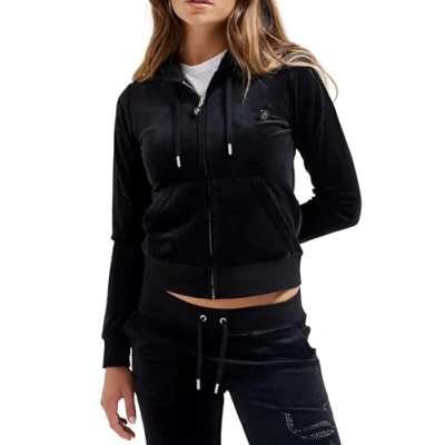 Abbildung von Juicy Couture Robertson Hoodie Jewelled Sweatjacke, Damen, Größe: Large, Black