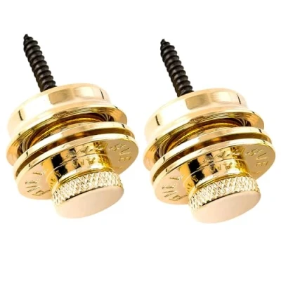 Abbildung von Musiclily Pro Stahl Heavy Duty Gitarre Strap Locks Buttons Security Gitarrengurt Knöpfe Schloss für E Akustik Klassische Bass, Gold (2 Stück)