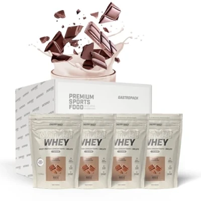 Abbildung von Energybody® Nature Whey Protein Isolate &amp; Concentrate Gastropack 2400g / zucker und fettarmes Molkenproteinpulver/Eiweiß Pulver ohne künstliche Verdickungsmittel/Eiweiss Shake (Schoko)