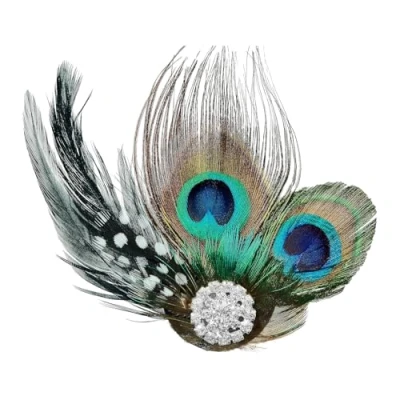 Abbildung von Pfauenfeder Haarspangen,1920 Pfau Feder Haarspange, Kopfstück, Fascinator,1920Er Flapper Haarspange,20er Jahre Haarspange,Pfauenfedern Haarschmuck für Frauen Mädchen