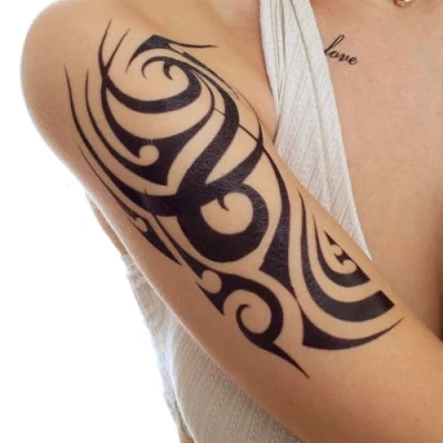 Abbildung von 2 x schwarzes Tribal XL Tattoo Body Temporary HB521 (2)