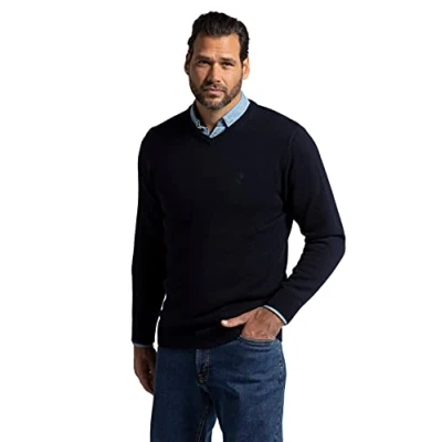 Abbildung von JP 1880 Herren V Ausschnitt Pullover, Dunkel Marine, L Tall